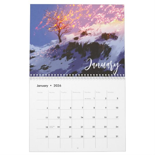 Calendrier Landscape Paintings MEDIUM size (Jan 2026)