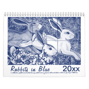 Calendrier Lapins en Lapin Bleu Tuile lapin Art original