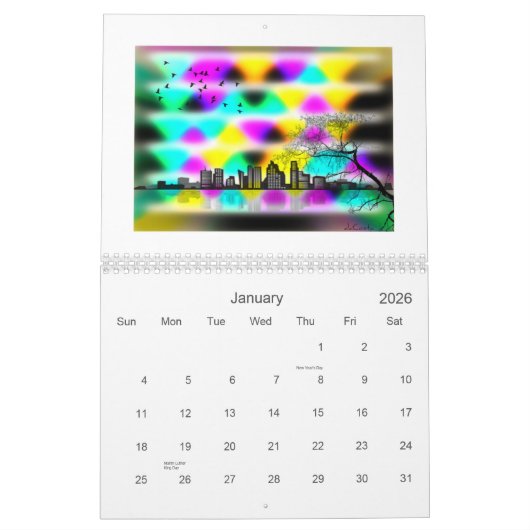 Calendrier L'art de code barres du daCosta de Bret (Jan 2026)