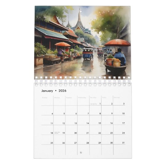 Calendrier L'art de l'aquarelle à Bangkok (Jan 2026)
