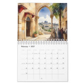 Calendrier L'art de l'aquarelle Jérusalem Israël (Feb 2027)
