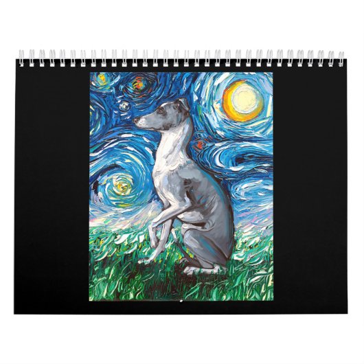 Calendrier L'art du chien hippet de nuit étoilé en Grèce (Protection)