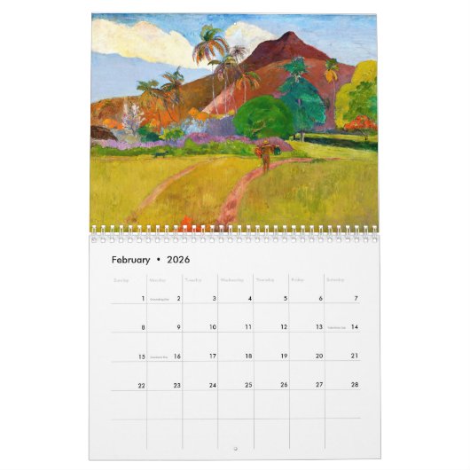 Calendrier Le célèbre tableau du Paysage tahitien de Paul Gau (Feb 2026)