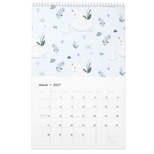 Calendrier Le Cygne couronné (Mar 2027)