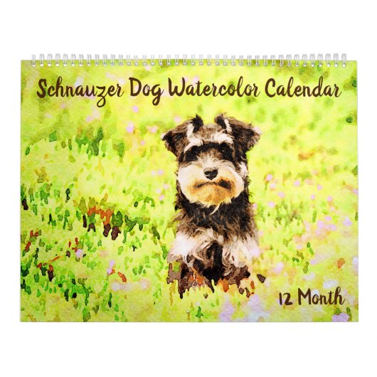 Calendrier Le Schnauzer adorable de 12 mois poursuit l'art (Protection)