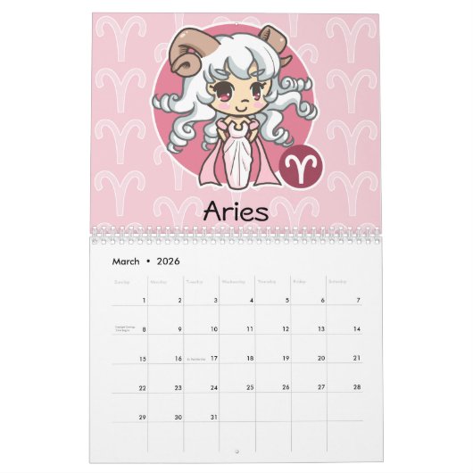 Calendrier Le zodiaque de Chibi (Mar 2026)