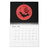 Calendrier Les chauves-souris vampires contre la lune rouge (Feb 2026)