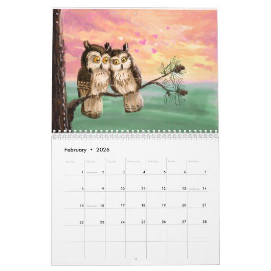 Calendrier Les chouettes adorables (Feb 2026)