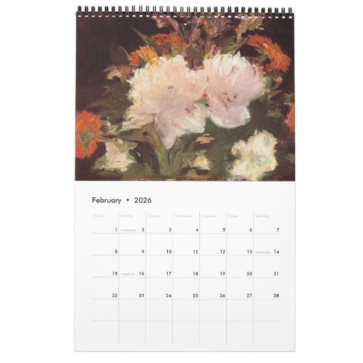Calendrier Les dernières fleurs d'Edouard Manet (Feb 2026)