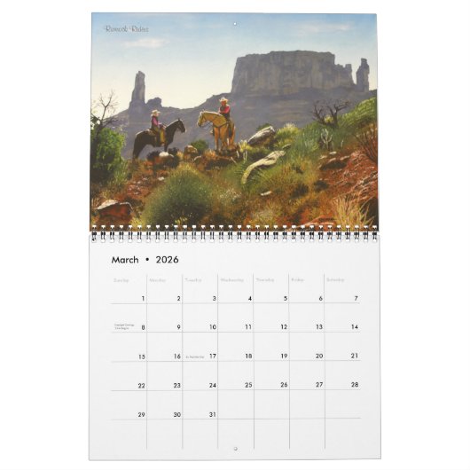 Calendrier Les falaises rouges Réflexions-peintures des Canyo (Mar 2026)