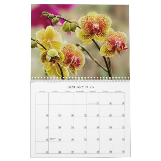 Calendrier Les fleurs tropicales (Jan 2026)
