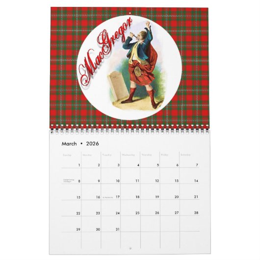 Calendrier Les grands clans écossais (Mar 2026)
