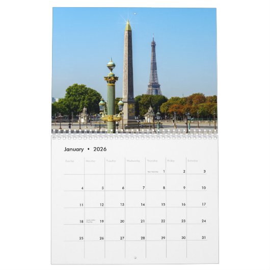 Calendrier Les monuments de Paris (Jan 2026)