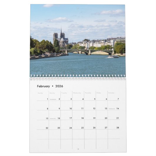Calendrier Les monuments de Paris (Feb 2026)