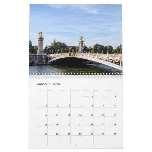 Calendrier Les monuments de Paris (Jan 2026)