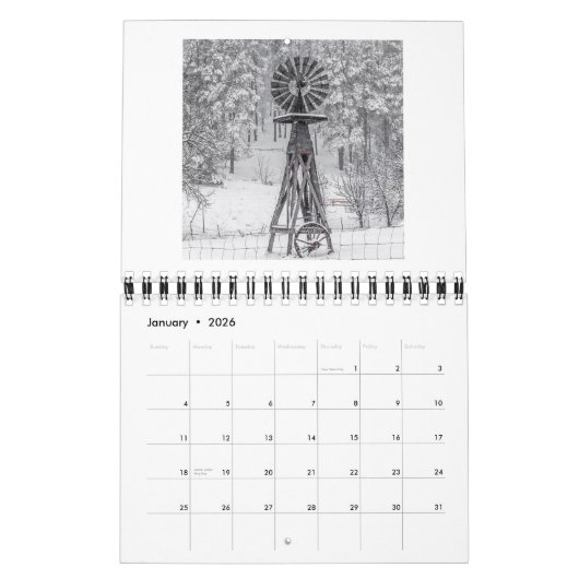 Calendrier Les moulins à vent dans les plaines (Jan 2026)