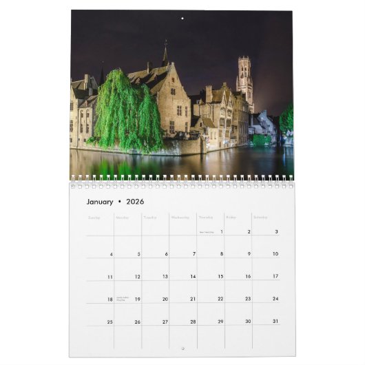Calendrier Les paysages de Bruges (Jan 2026)