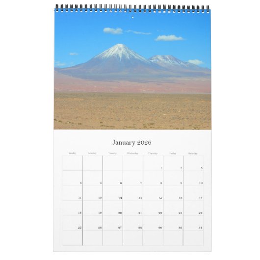 Calendrier les paysages désertiques d'atacama (Jan 2026)