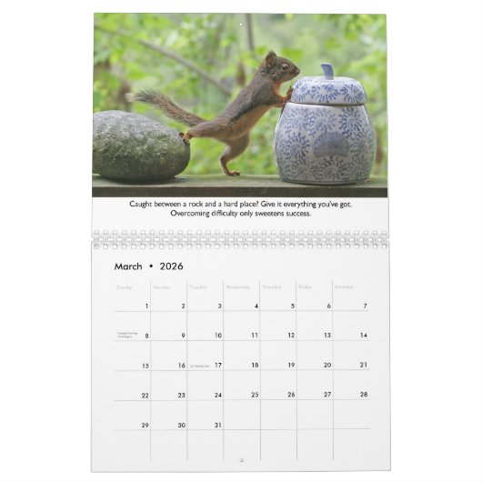 Calendrier Life Lessons from Squiggy the Squirrel Calendar (Mar 2026)