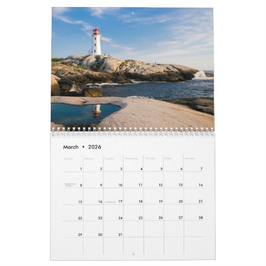 Calendrier Lighthouse 2025 (Mar 2026)