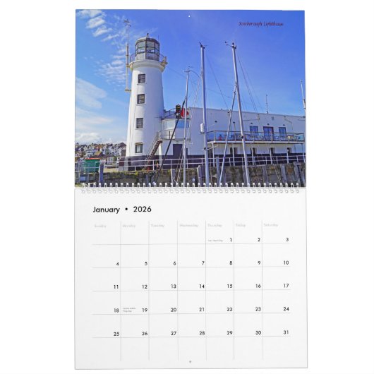 Calendrier Lighthouses en Angleterre (Jan 2026)