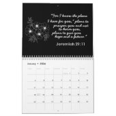 CALENDRIER LIGNE D'ART EN FLEURS NOIRES ET BLANCHES BIBLE VER (Jan 2026)