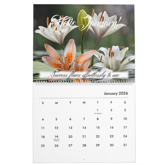 Calendrier Lily Fleurs Tiger Lily Calla Lys Rose (Jan 2026)