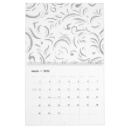 Calendrier Line Art, Kangaroo, Ghost (Mar 2026)