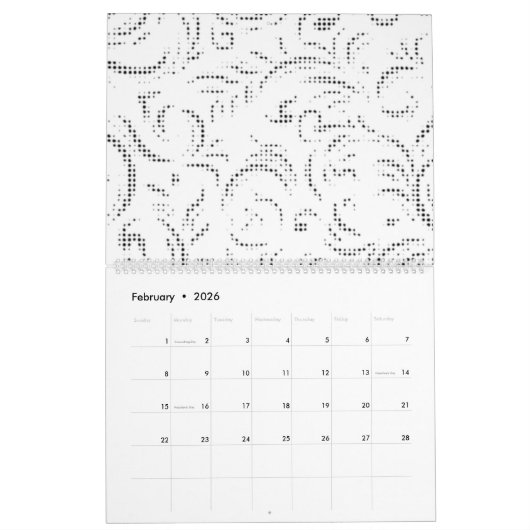 Calendrier Line Art, Kangaroo, Ghost (Feb 2026)