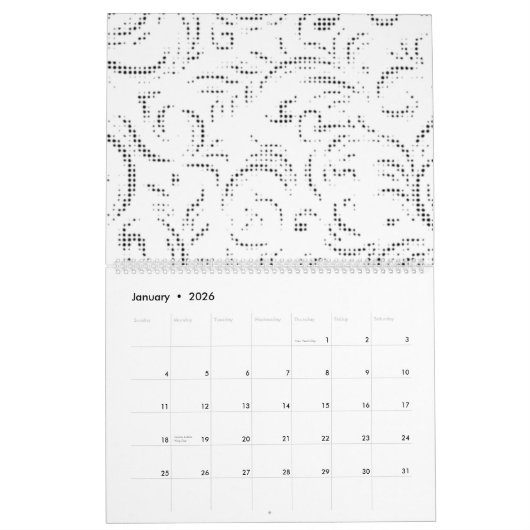 Calendrier Line Art, Kangaroo, Ghost (Jan 2026)