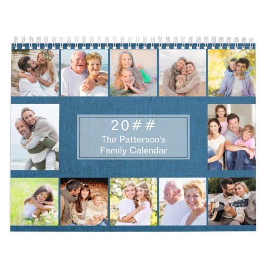 Calendrier Linen 3 Photos par Month with Notes Section 2023 (Protection)