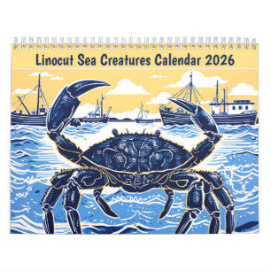 Calendrier Linogravure Créatures Marines 2026