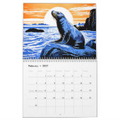 Calendrier Linogravure Créatures Marines 2026 (Feb 2027)