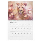 Calendrier Lions fantastiques dans un style abstrait (Feb 2027)
