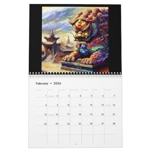 Calendrier Lions Foo Chinois #1 (Feb 2026)