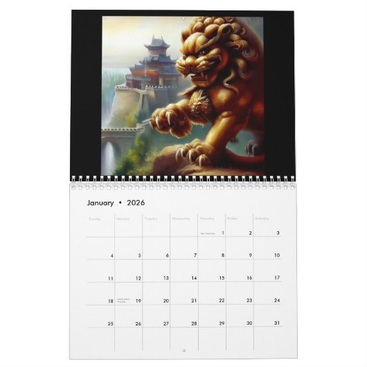 Calendrier Lions Foo Chinois #1 (Jan 2026)