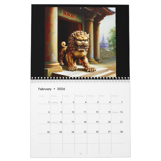 Calendrier Lions Foo Chinois #2 (Feb 2026)