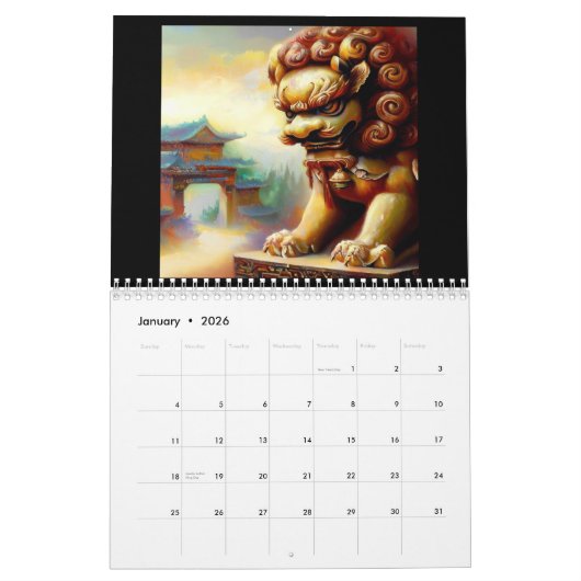 Calendrier Lions Foo Chinois #2 (Jan 2026)