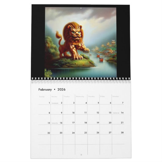 Calendrier Lions Foo Chinois #3 (Feb 2026)