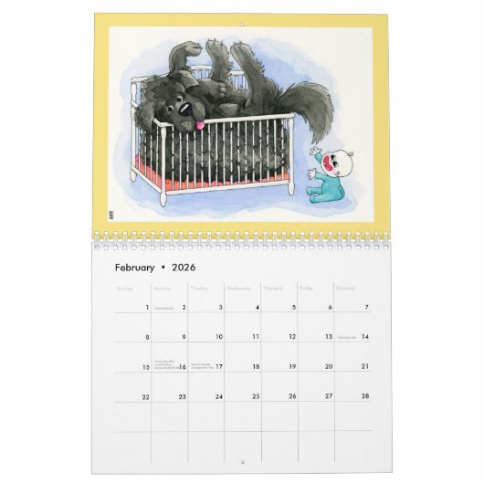 Calendrier Little Prints - Funny Newfoundland Dog Calendar (Feb 2026)