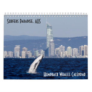 Calendrier L'océan pacifique de paradis de surfers de balein