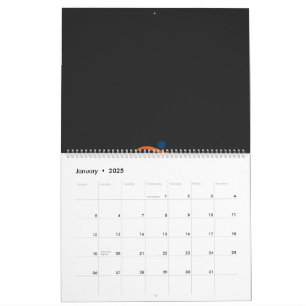 Calendrier logo bleu et orange avec un homme courant