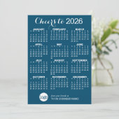 Calendrier, Logo - Carte de vacances Bleu Blanc (Debout devant)