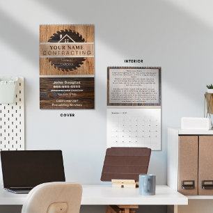 Calendrier Logo de l'entrepreneur en tonalité de bois rustiqu