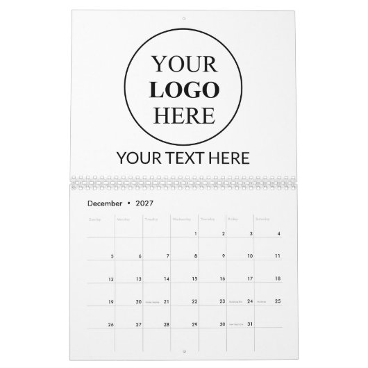 Calendrier Logo promotionnel personnalisé - Pas de commande m (Dec 2027)