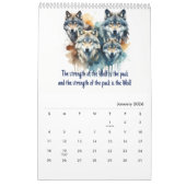 Calendrier Loup d'Amérique du Nord d'aquarelle animale 2025 (Jan 2026)