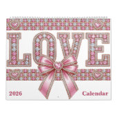 Calendrier Love & Hearts Theme 12 Month 2026 Wall (Protection)