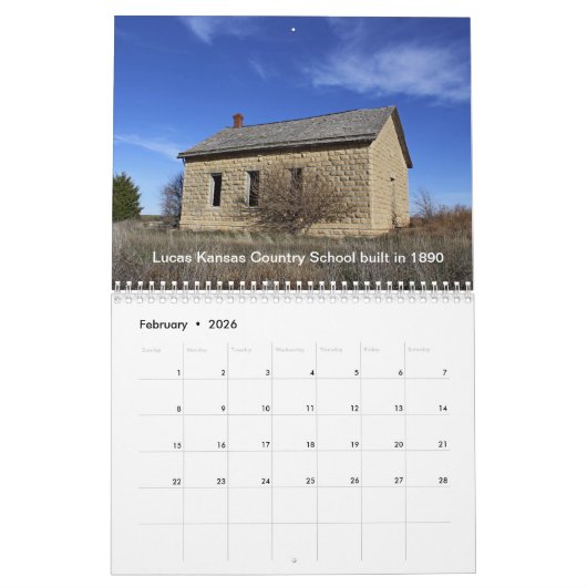 Calendrier Lucas Kansas Paysages Coucher de soleil Stone Post (Feb 2026)