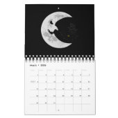 Calendrier Lune effrayante et chauves-souris (Mar 2026)