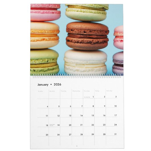 Calendrier Macarons français (Jan 2026)